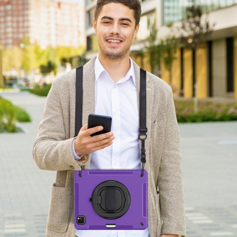 iPad Air 13" (2025 / 2024) / Pro 12.9" (2022 / 2021 / 2020 / 2018) EIDERWOOD Håndværker Cover med Beskyttelsesfilm, Apple Pencil Holder & Skulderstrop - Lilla