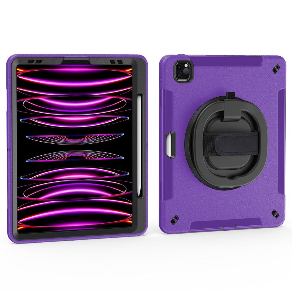 iPad Air 13" (2025 / 2024) / Pro 12.9" (2022 / 2021 / 2020 / 2018) EIDERWOOD Håndværker Cover med Beskyttelsesfilm, Apple Pencil Holder & Skulderstrop - Lilla