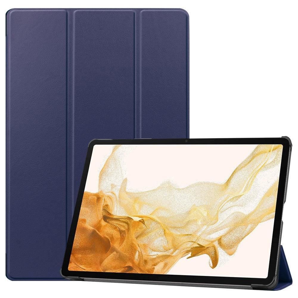 Samsung Galaxy Tab S9+ (Plus) Tri-Fold Læder Tablet Cover m. Pencil Holder - Mørkeblå