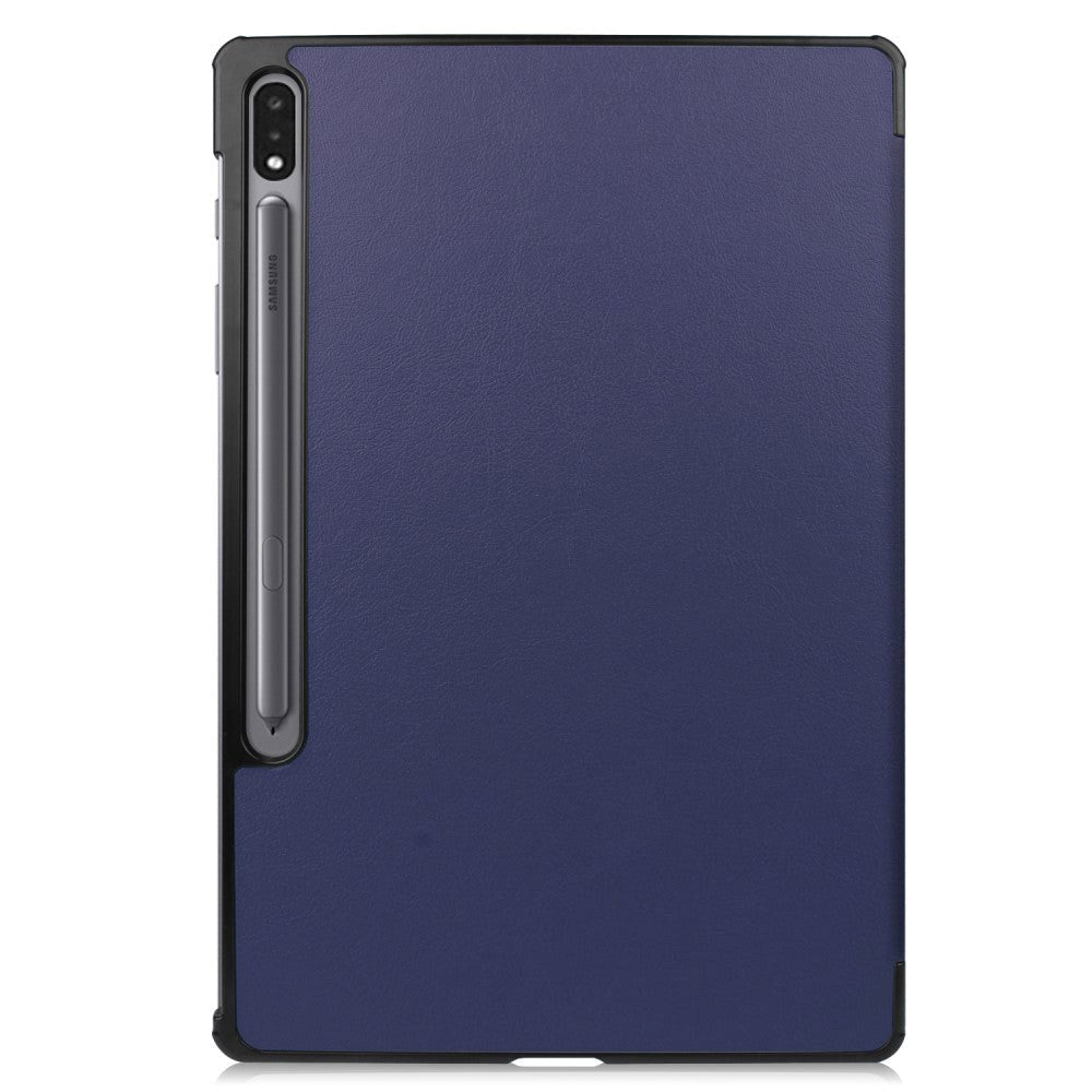 Samsung Galaxy Tab S9+ (Plus) Tri-Fold Læder Tablet Cover m. Pencil Holder - Mørkeblå