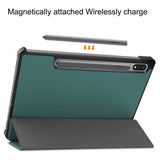 Samsung Galaxy Tab S9+ (Plus) Tri-Fold Læder Tablet Cover m. Pencil Holder - Mørkegrøn