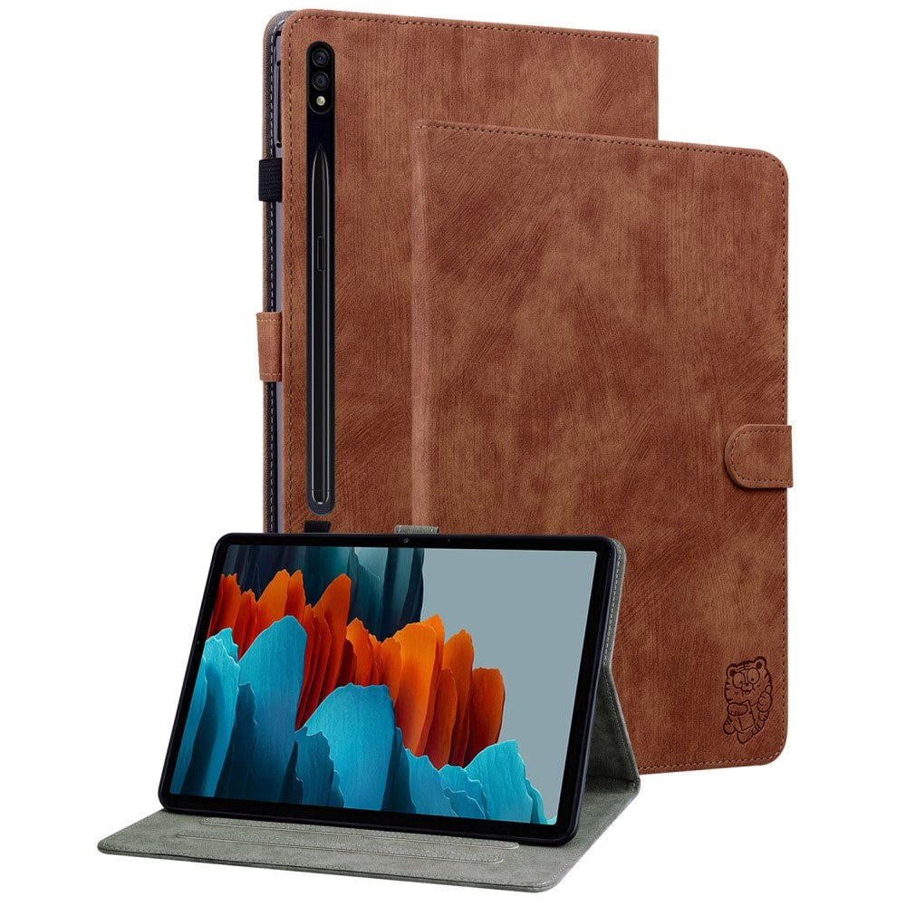 Samsung Galaxy Tab S9 Kunstlæder Cover m. Ståfunktion & Kortholder - Brun