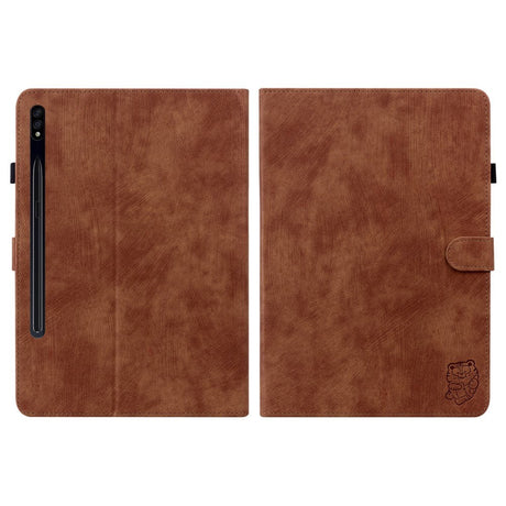 Samsung Galaxy Tab S9 Kunstlæder Cover m. Ståfunktion & Kortholder - Brun