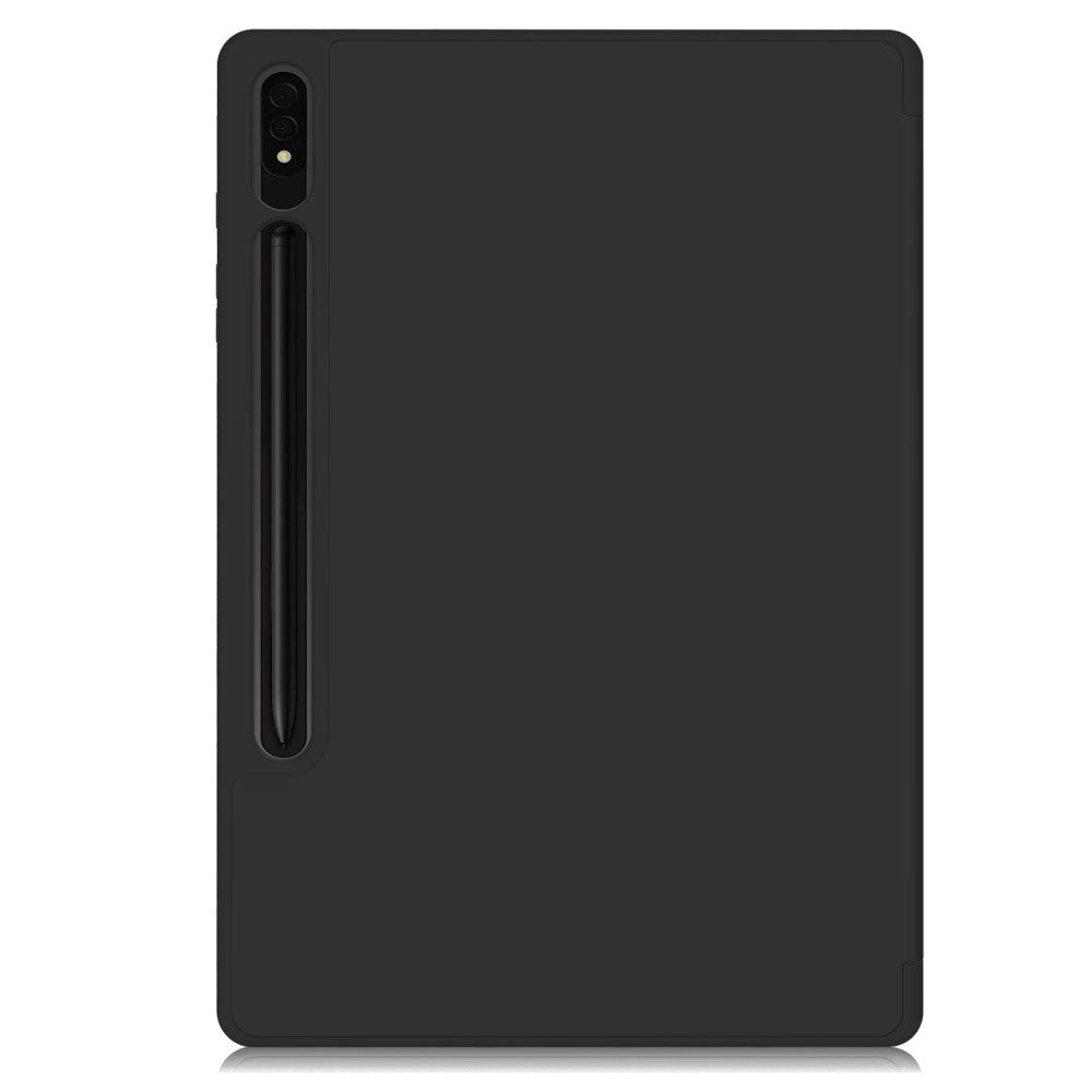 Samsung Galaxy Tab S9+ (Plus) Magnetisk Tri-Fold Læder Tablet Cover m. Pencil Holder - Sort