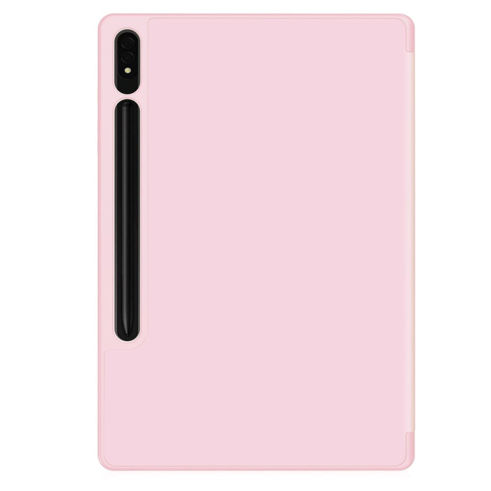 Samsung Galaxy Tab S9+ (Plus) Magnetisk Tri-Fold Læder Tablet Cover m. Pencil Holder - Lyserød