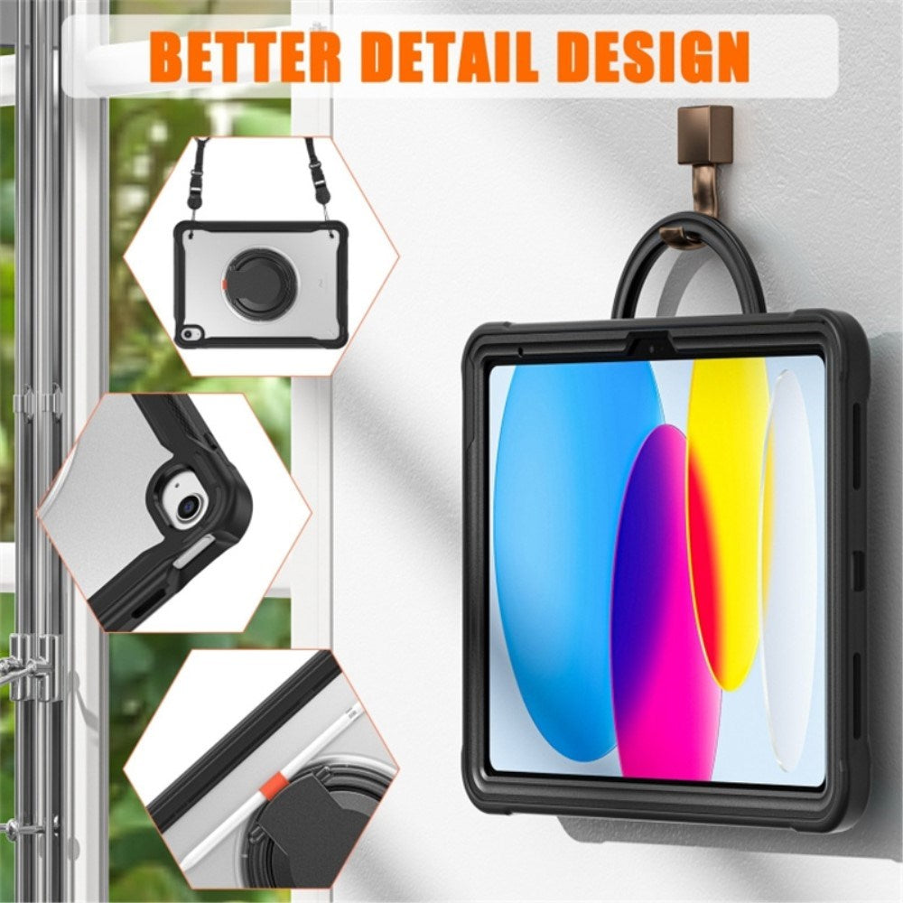 iPad 11" (2025) / iPad 10.9" (2024/2022) Håndværker Tablet Cover m. Håndholder & Kickstand - Gennemsigtig / Sort