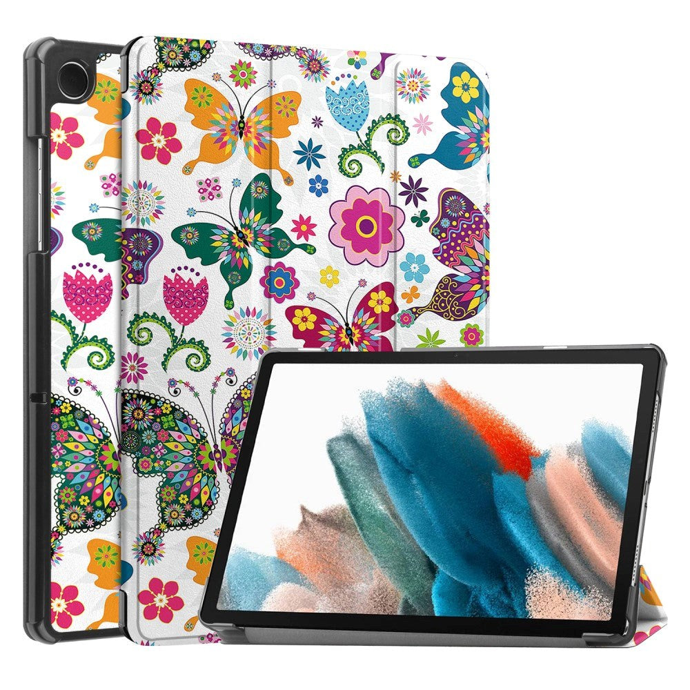 Samsung Galaxy Tab A9 Tri-Fold Kunstlæder Tablet Cover m. Vågeblus Funktion - Sommerfugle