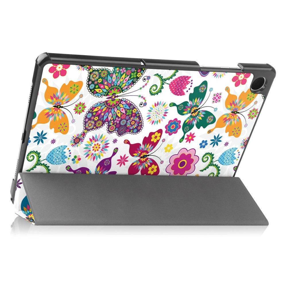 Samsung Galaxy Tab A9 Tri-Fold Kunstlæder Tablet Cover m. Vågeblus Funktion - Sommerfugle