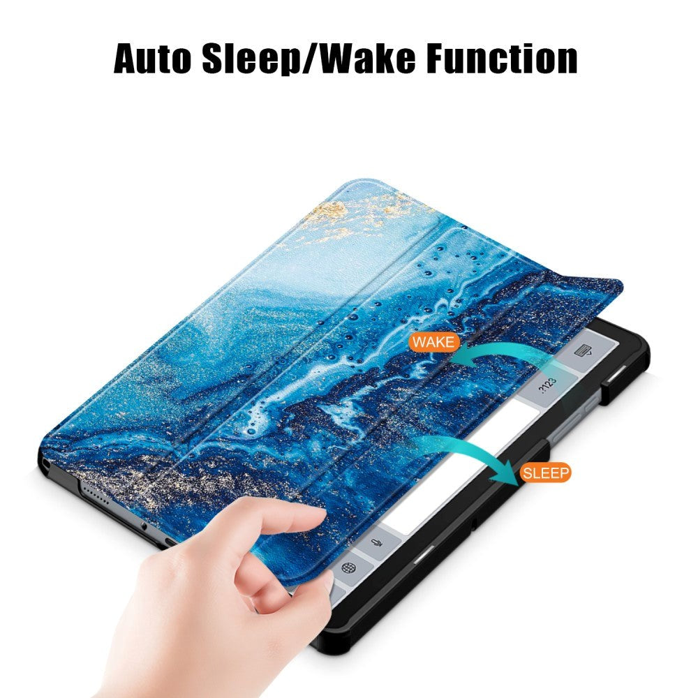 Samsung Galaxy Tab A9+ (Plus) Tri-Fold Kunstlæder Tablet Cover m. Vågeblus Funktion - Vand