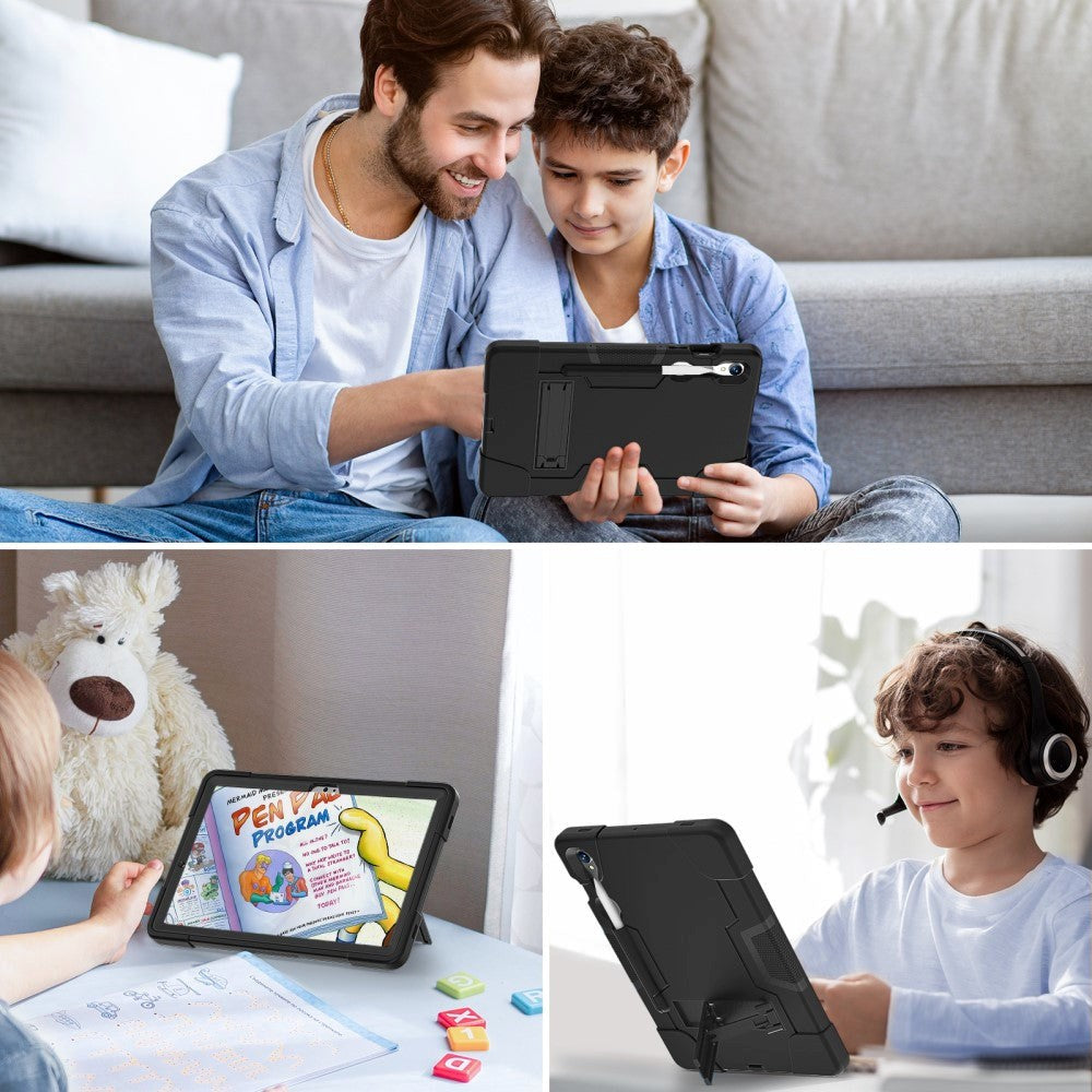 Samsung Galaxy Tab S9 / S9 FE Håndværker Tablet Cover m. Penholder & Stander - Sort