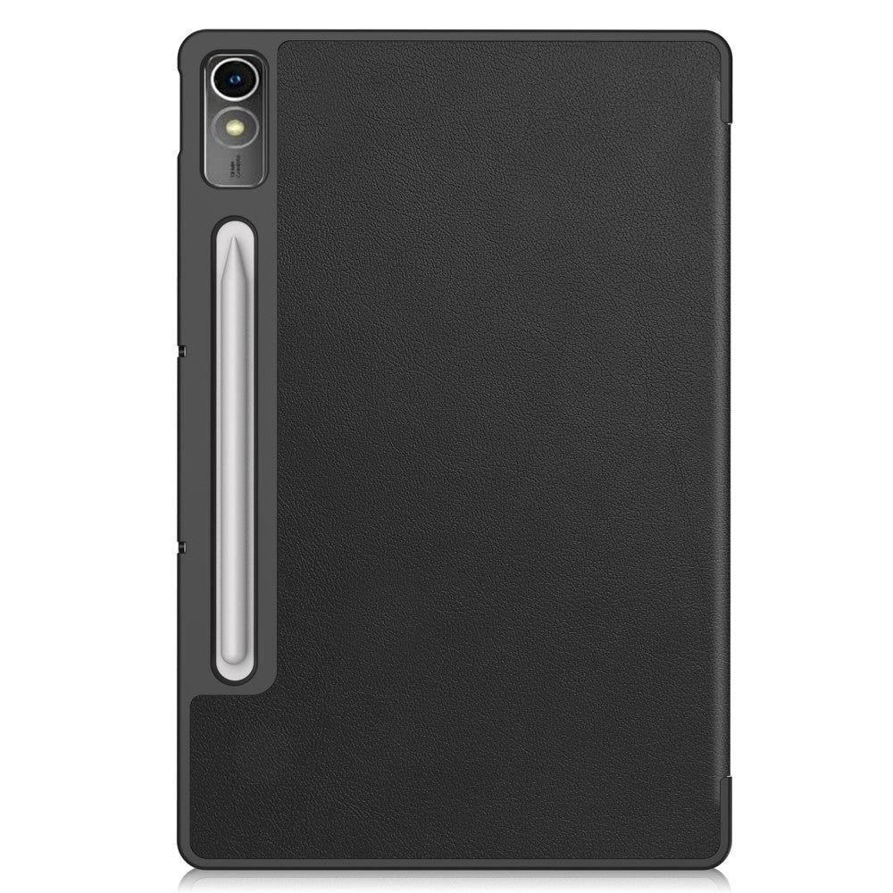 Lenovo Tab P12 Magnetisk Tri-Fold Læder Tablet Cover m. Pencil Holder - Sort