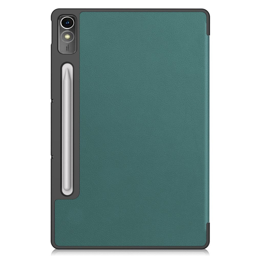 Lenovo Tab P12 Magnetisk Tri-Fold Læder Tablet Cover m. Pencil Holder - Grøn