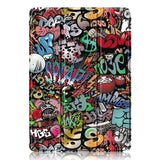 Samsung Tab S9+ (Plus) Tri-Fold Kunstlæder Tablet Cover m. Pen Holder - Gennemsigtig / Graffiti