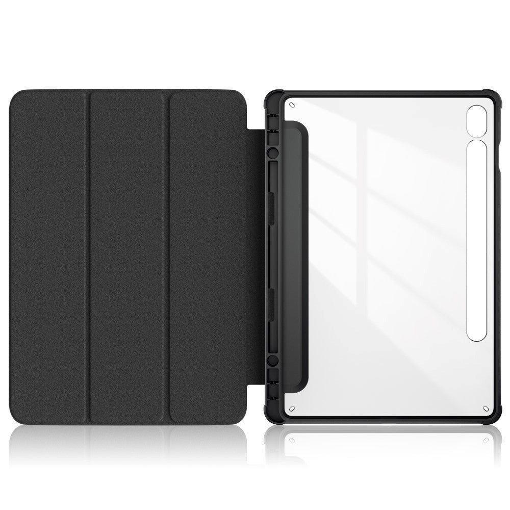 Samsung Tab S9 Tri-Fold Kunstlæder Tablet Cover m. Pen Holder - Gennemsigtig / Galakse