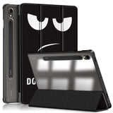 Samsung Tab S9 Tri-Fold Kunstlæder Tablet Cover m. Pen Holder - Gennemsigtig / "Don't Touch Me"