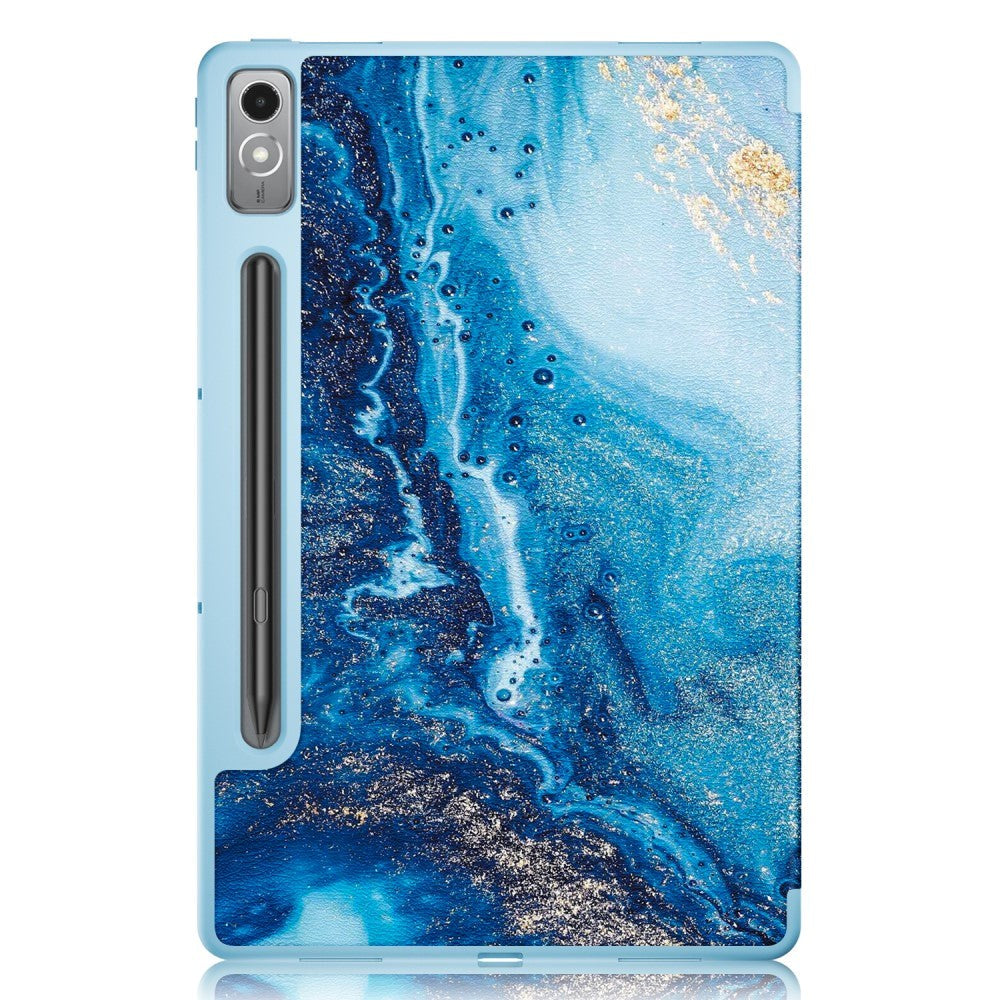 Lenovo Tab P12 Tri-Fold Kunstlæder Tablet Cover m. Pen Holder - Vand