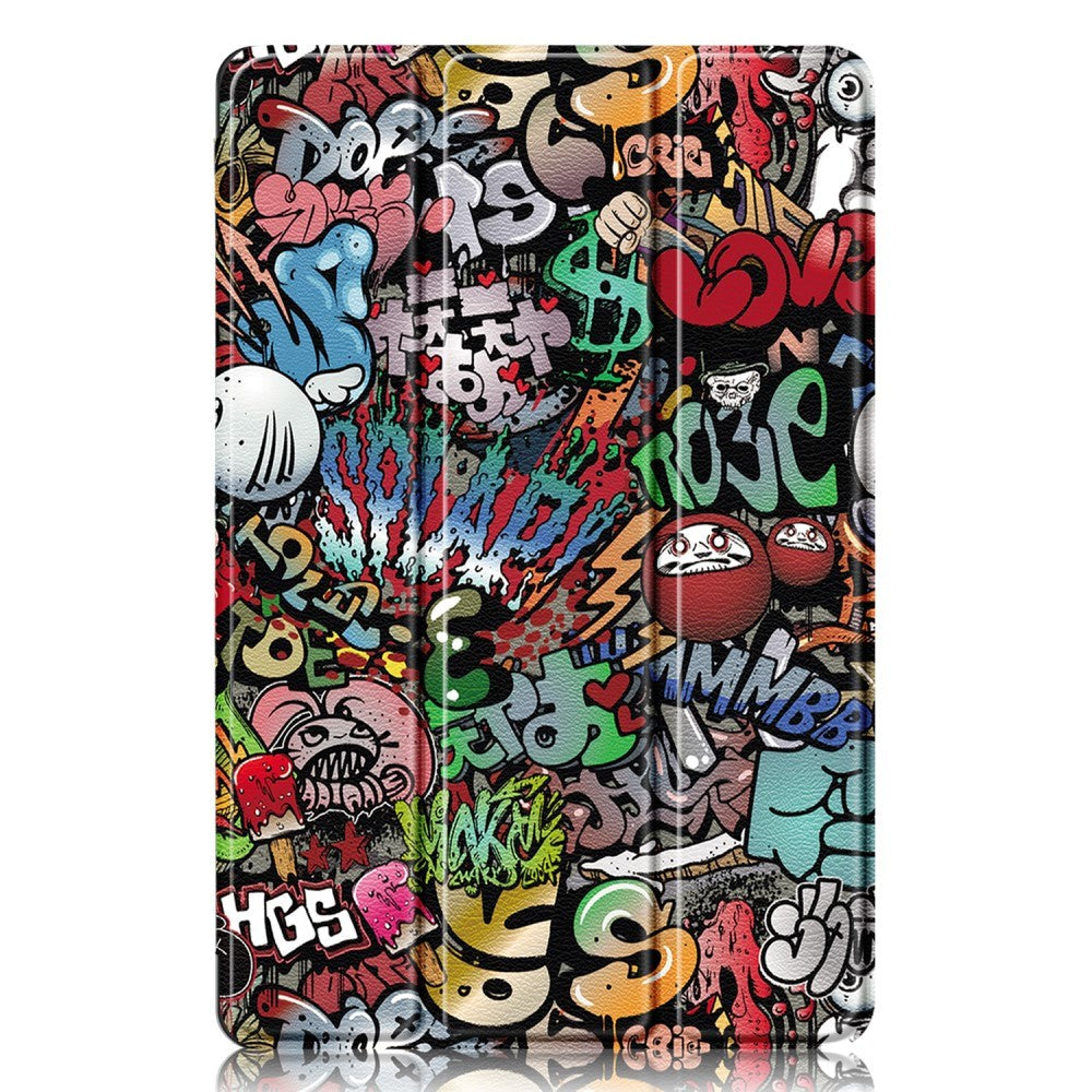 Lenovo Tab P12 Tri-Fold Kunstlæder Tablet Cover m. Pen Holder - Graffiti