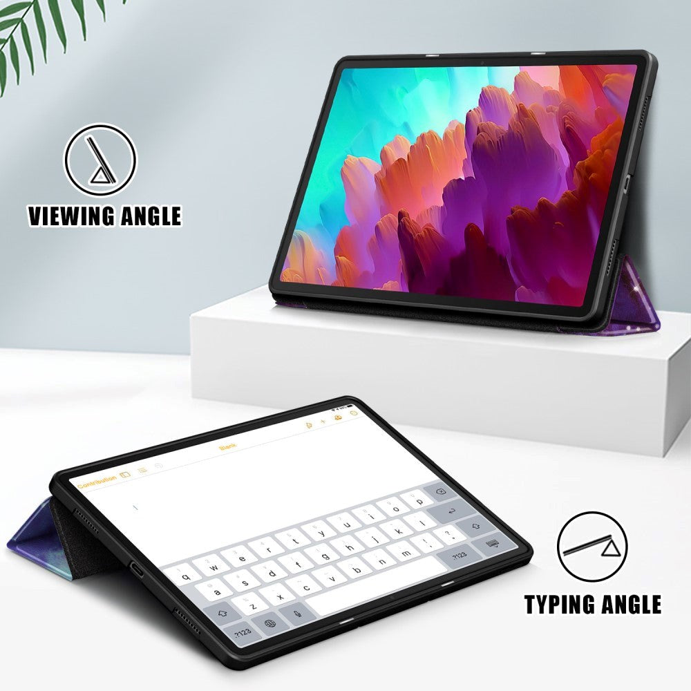 Lenovo Tab P12 Tri-Fold Kunstlæder Tablet Cover m. Pen Holder - Galakse