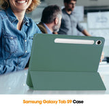 Samsung Galaxy Tab S9 FE Magnetisk Tri-Fold Læder Tablet Cover m. Pencil Holder - Grøn