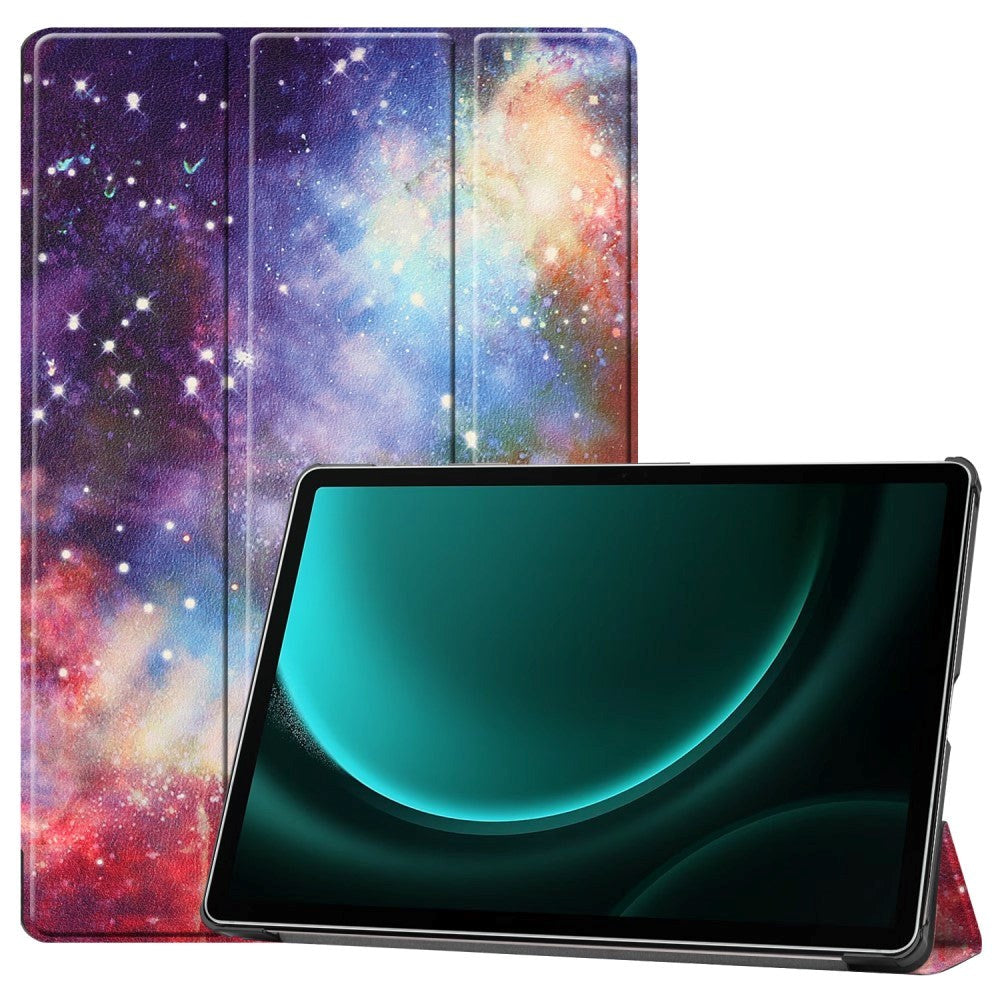 Samsung Galaxy Tab S9 FE+ (Plus) Tri-Fold Kunstlæder Tablet Cover m. Pen Holder - Galakse