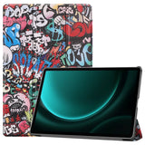 Samsung Galaxy Tab S9 FE+ (Plus) Tri-Fold Kunstlæder Tablet Cover m. Pen Holder - Graffiti