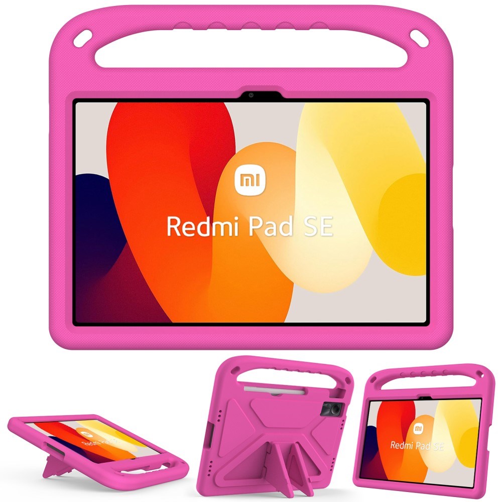 EIDERWOOD Xiaomi Redmi Pad SE Tablet Håndværker Cover m. Stå Funktion og Håndtag - Lyserød
