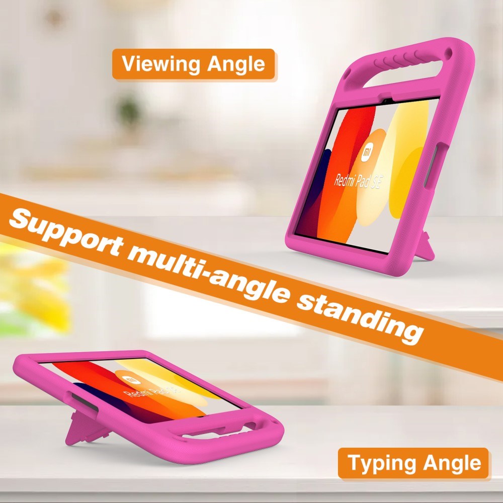 EIDERWOOD Xiaomi Redmi Pad SE Tablet Håndværker Cover m. Stå Funktion og Håndtag - Lyserød