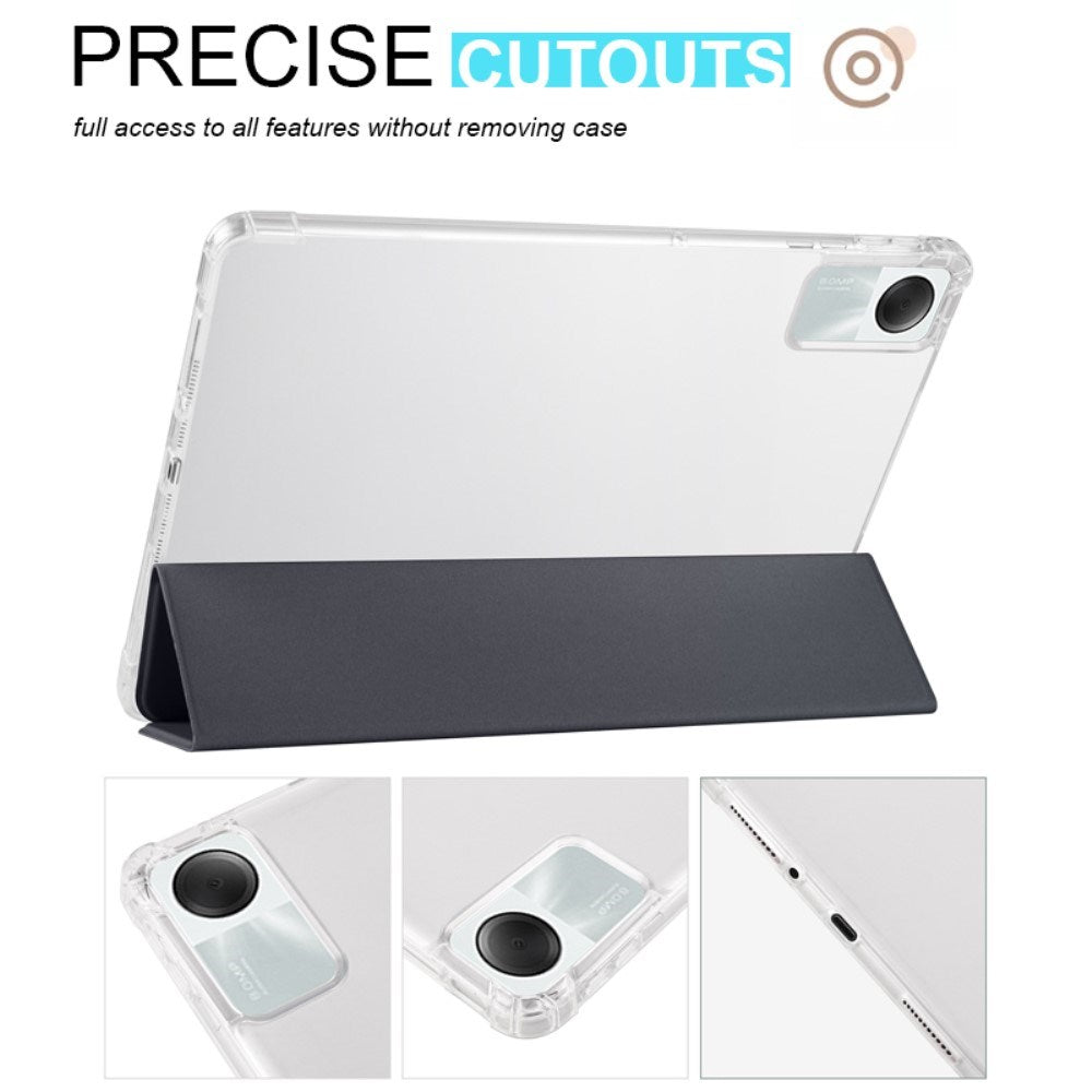 EIDERWOOD Xiaomi Redmi Pad SE Tri-fold Læder Tablet Cover m. Gennemsigtig Bagside - Grøn