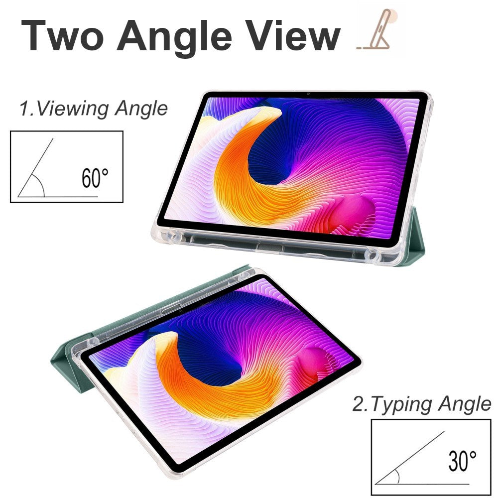 EIDERWOOD Xiaomi Redmi Pad SE Tri-fold Læder Tablet Cover m. Gennemsigtig Bagside - Grøn