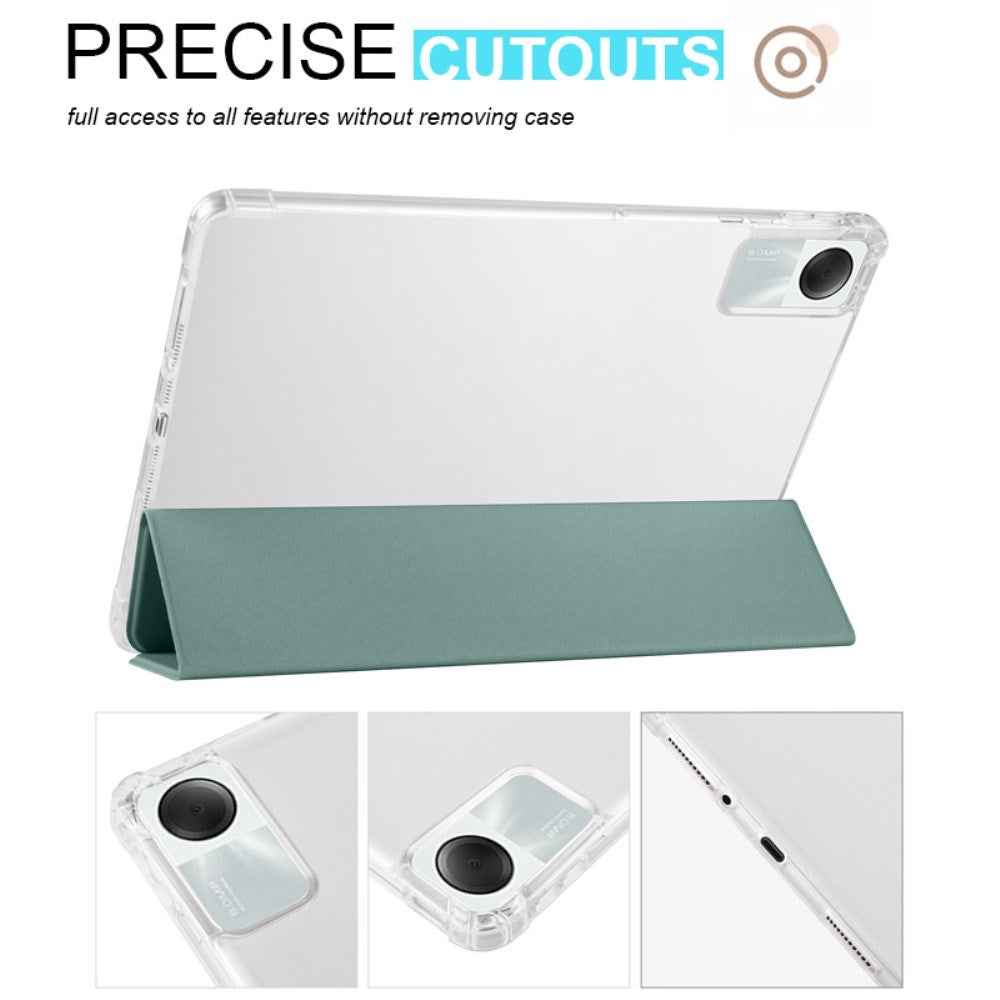 EIDERWOOD Xiaomi Redmi Pad SE Tri-fold Læder Tablet Cover m. Gennemsigtig Bagside - Grøn