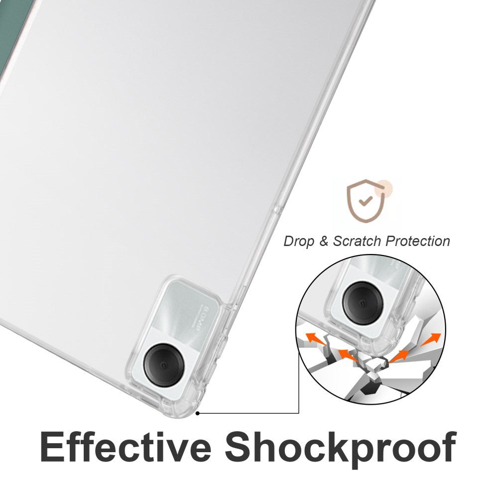 EIDERWOOD Xiaomi Redmi Pad SE Tri-fold Læder Tablet Cover m. Gennemsigtig Bagside - Grøn