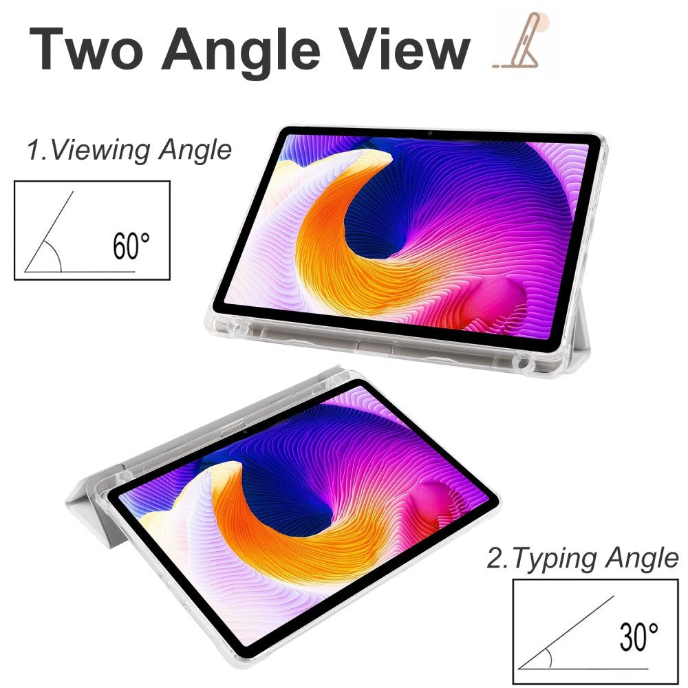 EIDERWOOD Xiaomi Redmi Pad SE Tri-fold Læder Tablet Cover m. Gennemsigtig Bagside - Grå