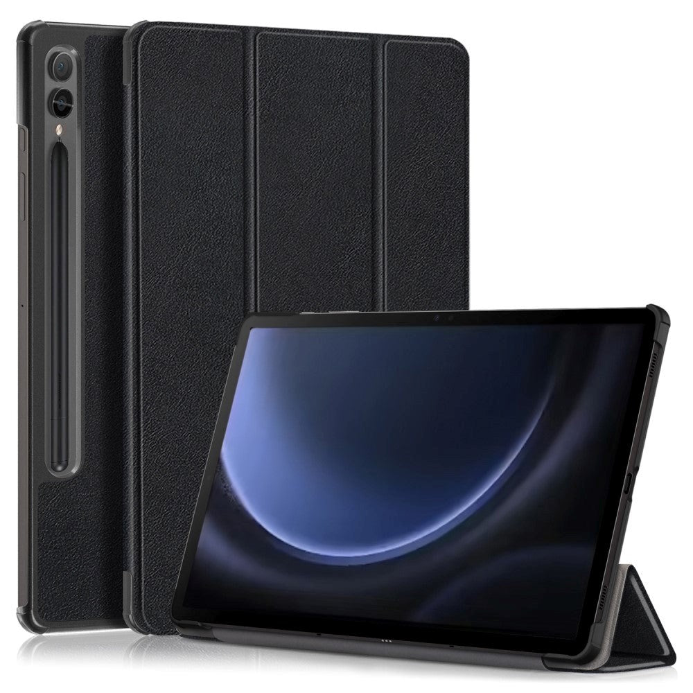 Samsung Galaxy Tab S9 FE+ (Plus) Tri-Fold Læder Tablet Cover m. Standerfunktion - Sort