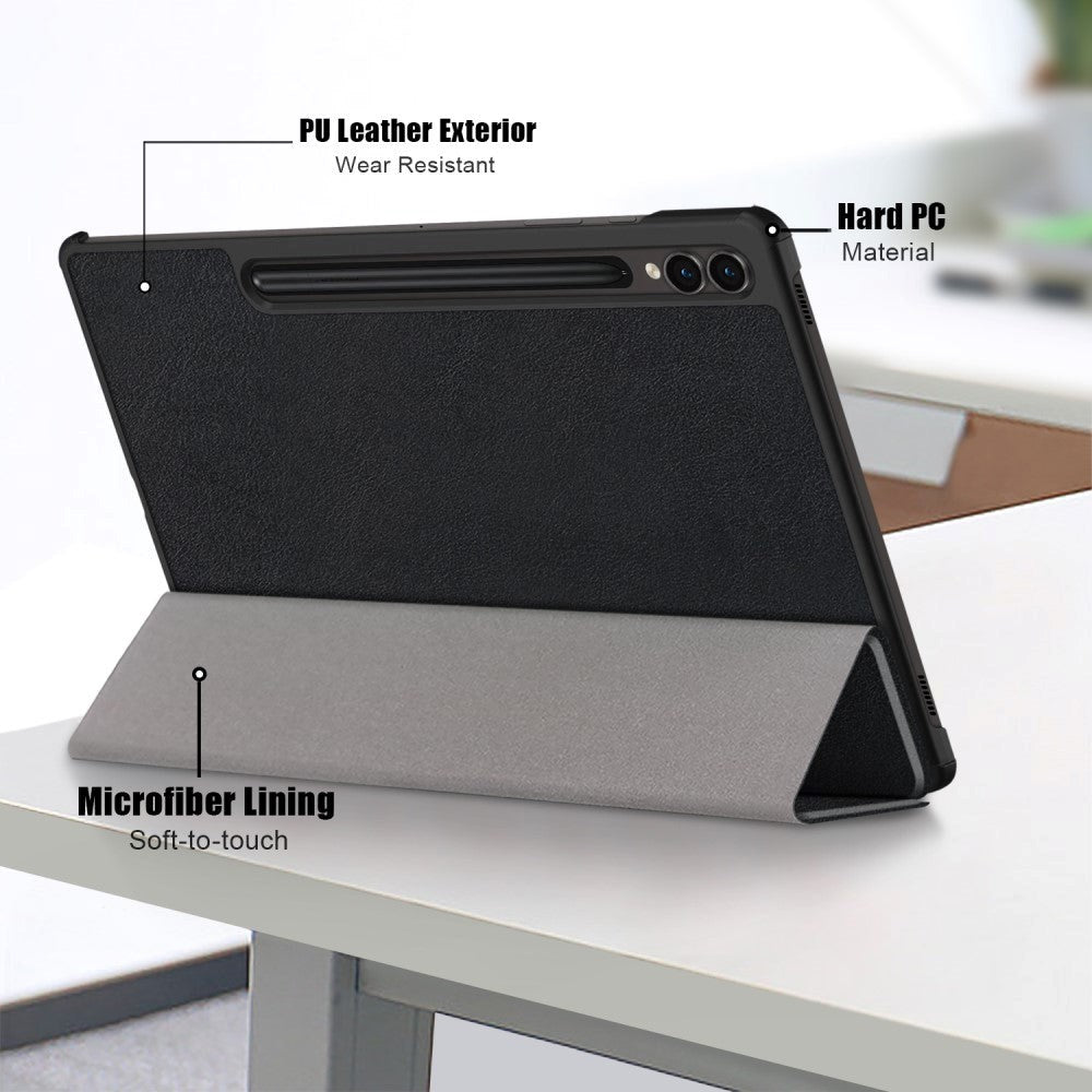 Samsung Galaxy Tab S9 FE+ (Plus) Tri-Fold Læder Tablet Cover m. Standerfunktion - Sort
