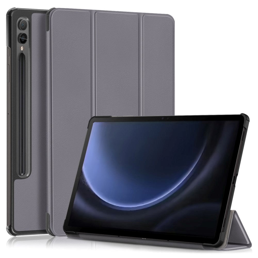 Samsung Galaxy Tab S9 FE+ (Plus) Tri-Fold Læder Tablet Cover m. Standerfunktion - Grå