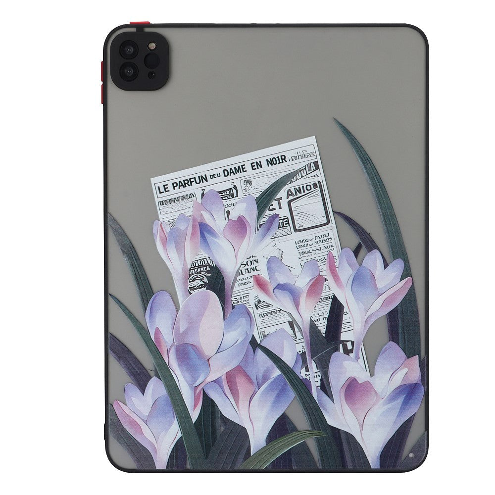 iPad Pro 11" (2022 / 2021 / 2020) Fleksibelt Plastik Bagside Cover - Mat Gennemsigtig / Lilla Blomster