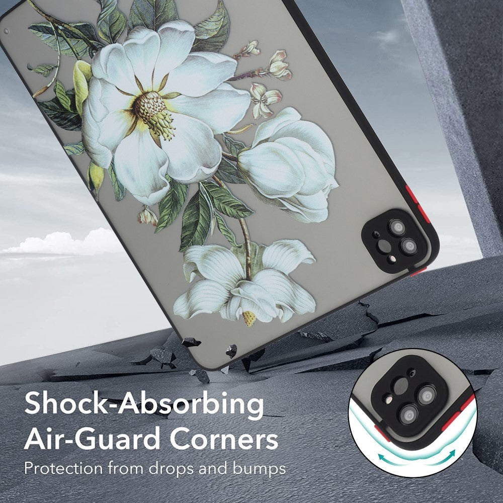 iPad Pro 11" (2022 / 2021 / 2020) Fleksibelt Plastik Bagside Cover - Mat Gennemsigtig / Hvide Blomster
