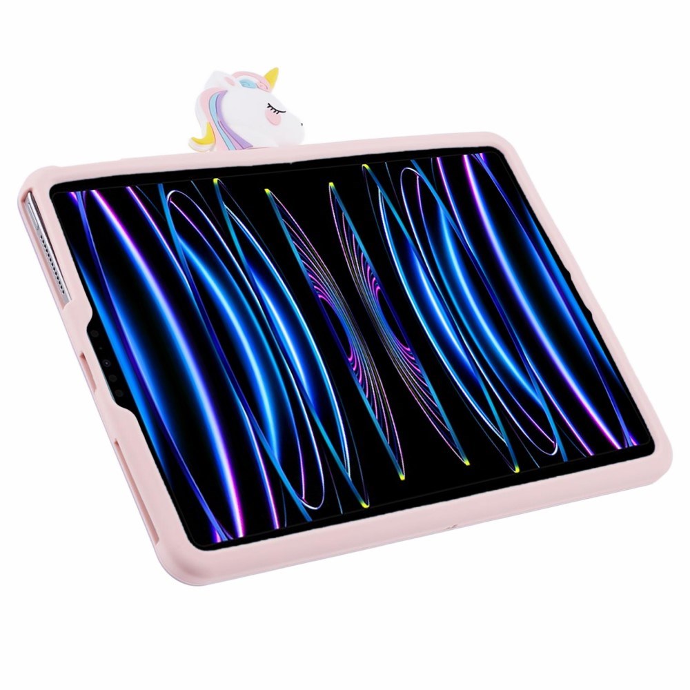 iPad Air (2022 / 2020) / Pro 11 (2022 / 2021 / 2020 / 2018) Børne Tablet Cover m. Stander & Cartoon - Lyserød