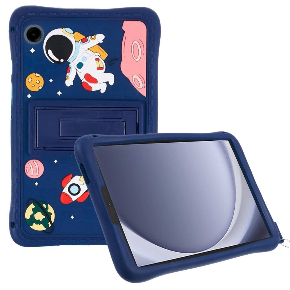 Samsung Galaxy Tab A9 Børne Tablet Cover m. Stander & Cartoon - Mørkeblå