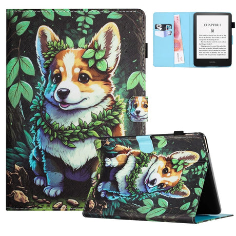 Amazon Kindle 11th Generation (2022) Læder Tablet Cover m. Ståfunktion & Kortholder - Corgi