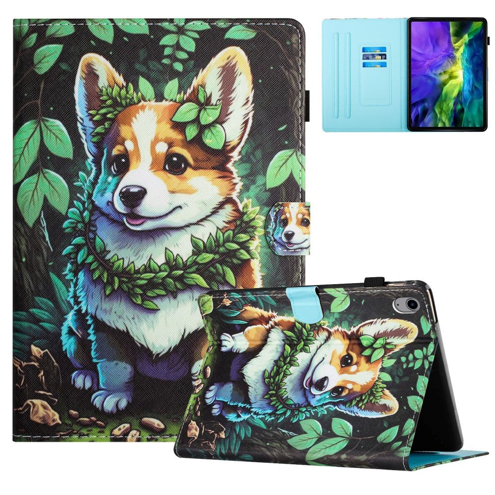iPad 11" (2025) / iPad 10.9" (2024/2022) Læder Tablet Cover m. Ståfunktion & Kortholder - Corgi