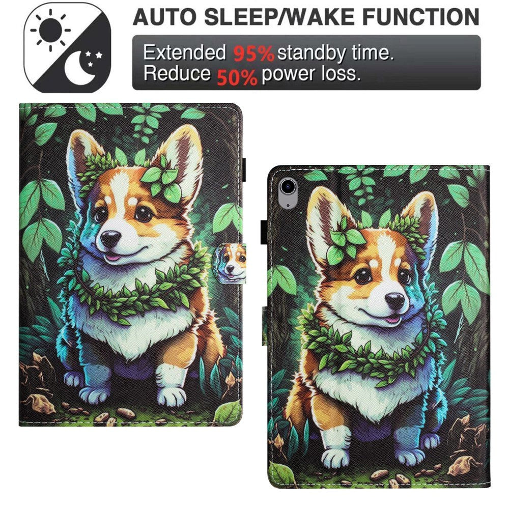 iPad 11" (2025) / iPad 10.9" (2024/2022) Læder Tablet Cover m. Ståfunktion & Kortholder - Corgi