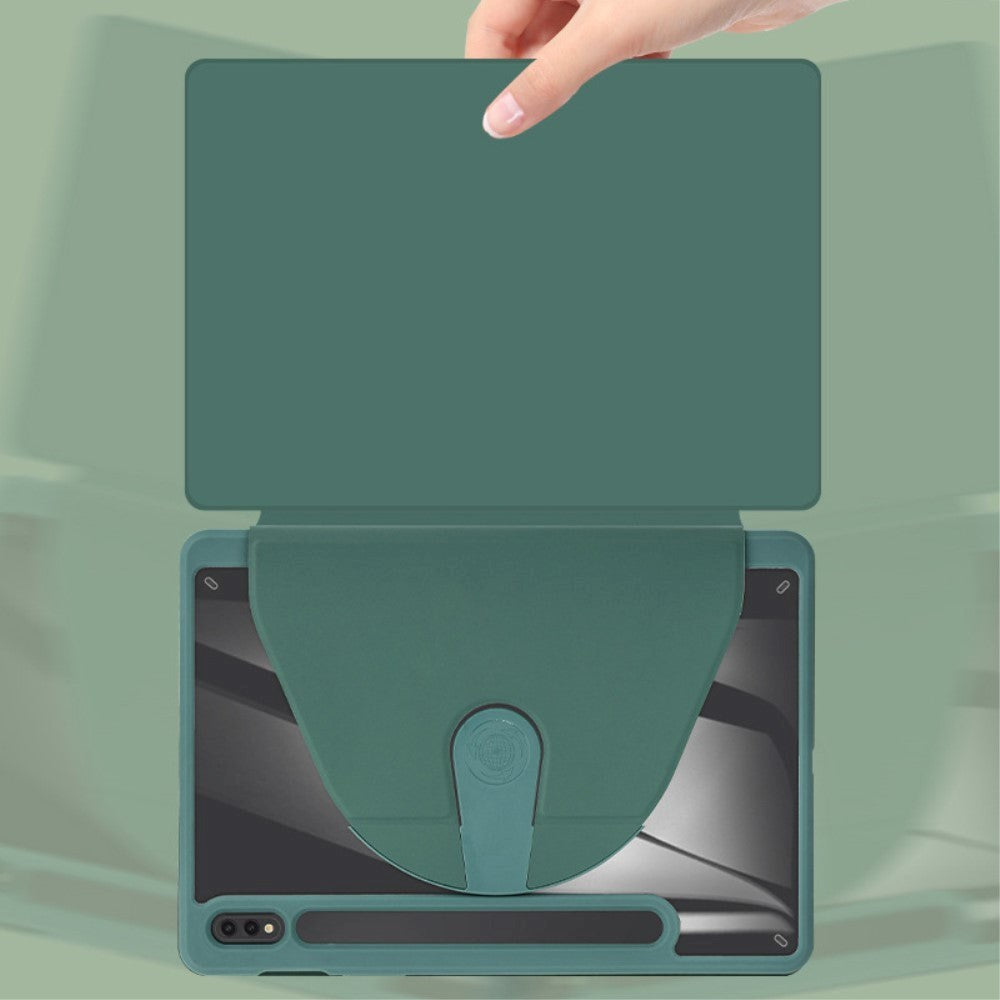 Samsung Galaxy Tab S9+ (Plus) / S9 FE+ (Plus) Hybrid Flip Tablet Cover m. Pen Holder - Grøn / Gennemsigtig