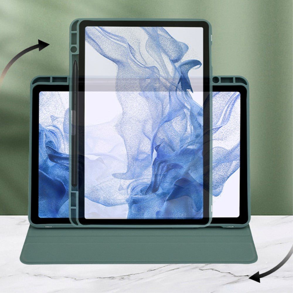 Samsung Galaxy Tab S9+ (Plus) / S9 FE+ (Plus) Hybrid Flip Tablet Cover m. Pen Holder - Sort / Gennemsigtig