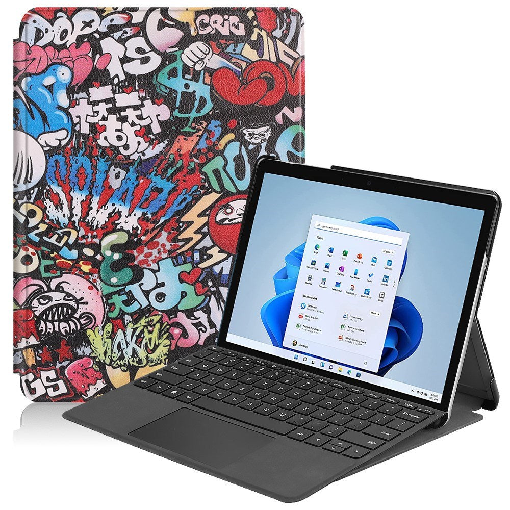 EIDERWOOD Microsoft Surface Go 4 Læder Cover m. Stander - Graffiti