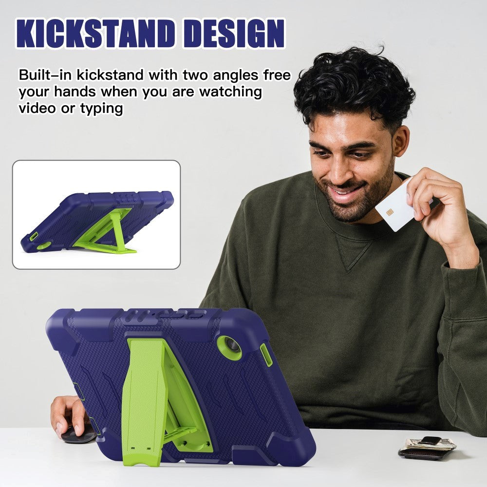 Samsung Galaxy Tab A9 Håndværker Tablet Cover m. Kickstand - Navy Blå / Grøn