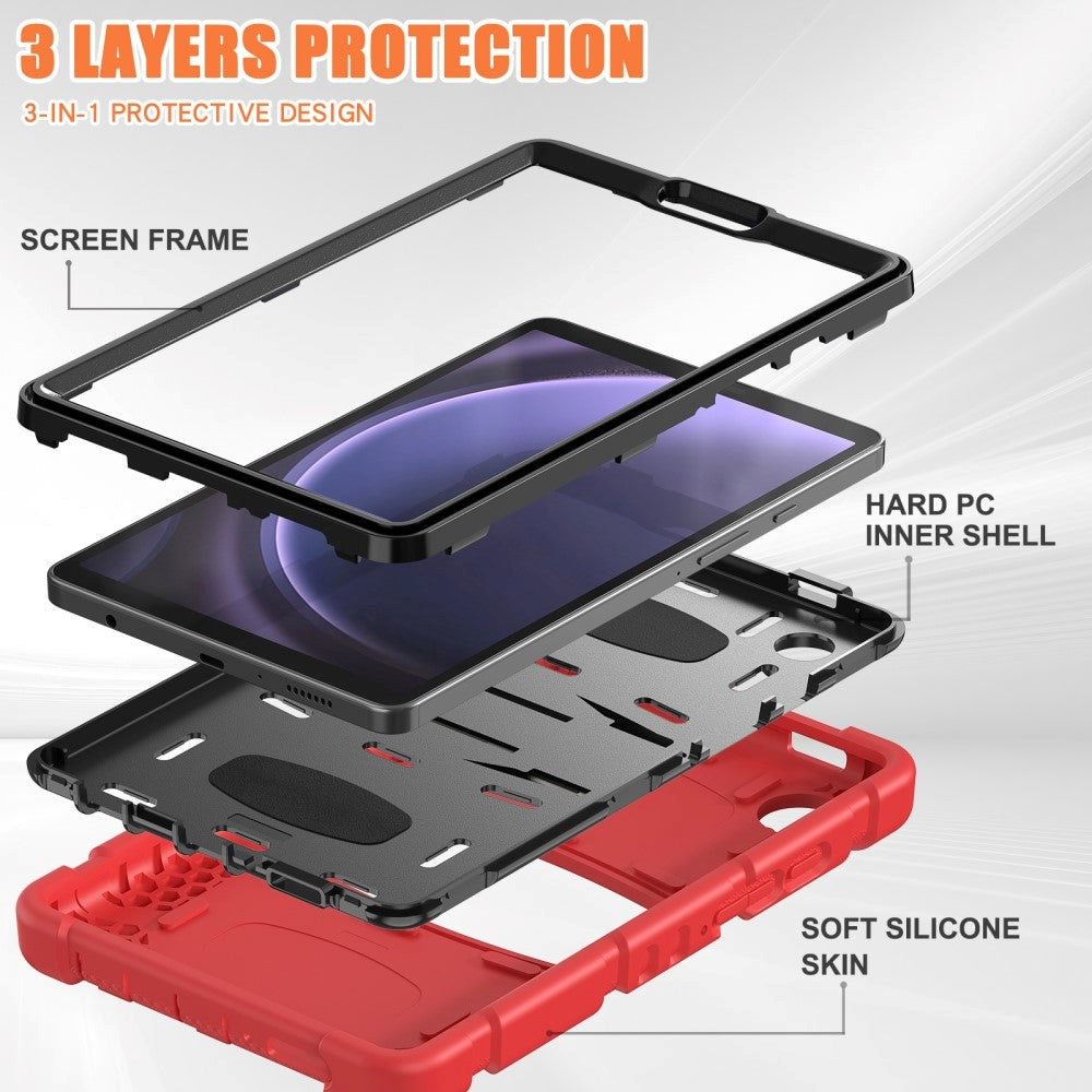 Samsung Galaxy Tab A9 Håndværker Tablet Cover m. Kickstand - Rød / Sort