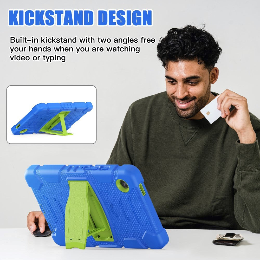 Samsung Galaxy Tab A9 Håndværker Tablet Cover m. Kickstand - Blå / Grøn