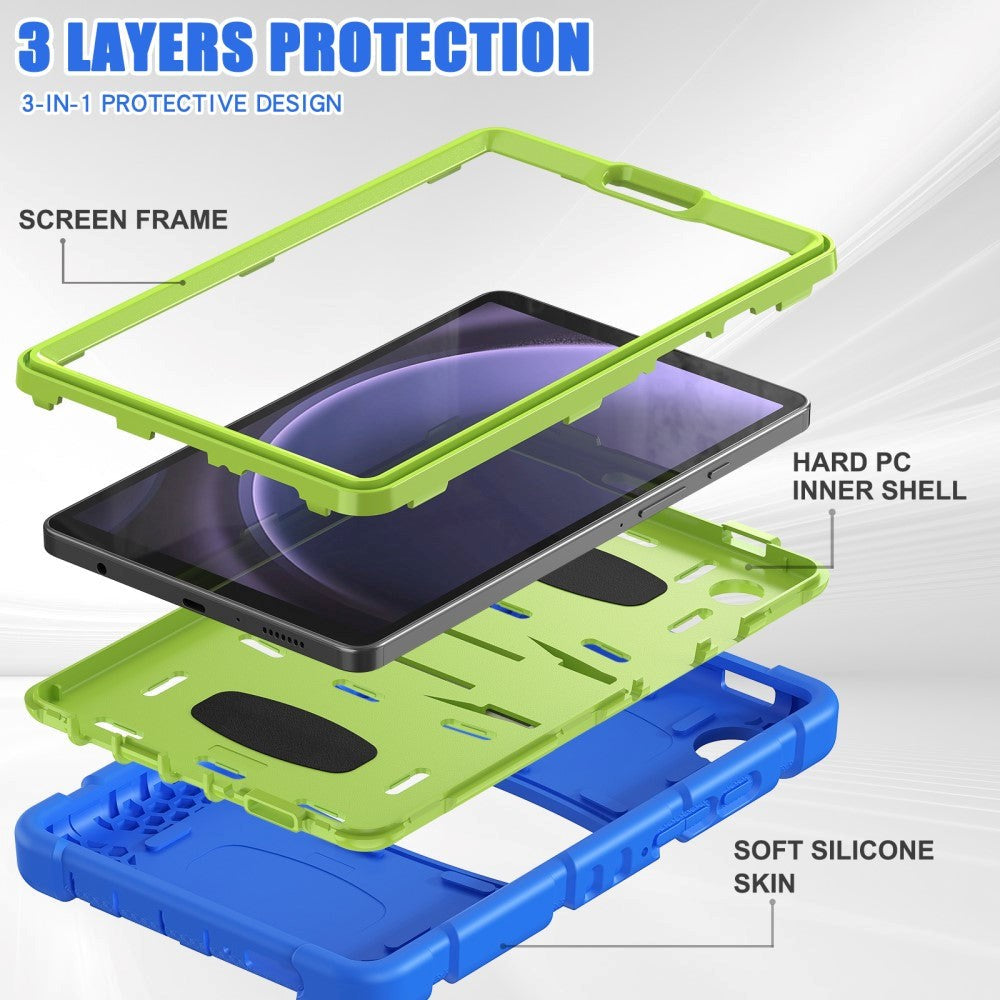 Samsung Galaxy Tab A9 Håndværker Tablet Cover m. Kickstand - Blå / Grøn
