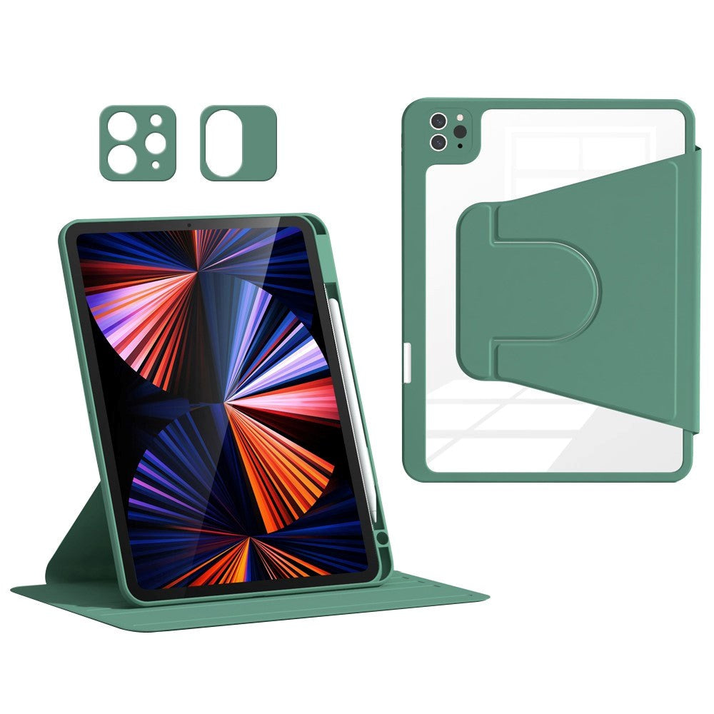 iPad Air 10.9-11" (2025-2020) / Pro 11" (2022-2018) Hybrid Tablet Cover m. Pen Holder og Kameralinse Beskytter - Grøn / Gennemsigtig